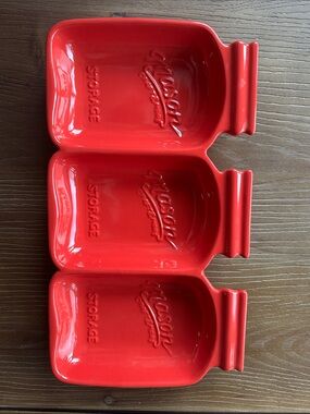 Mason Bright Red Ceramic Jar Dishes - Set of 3
